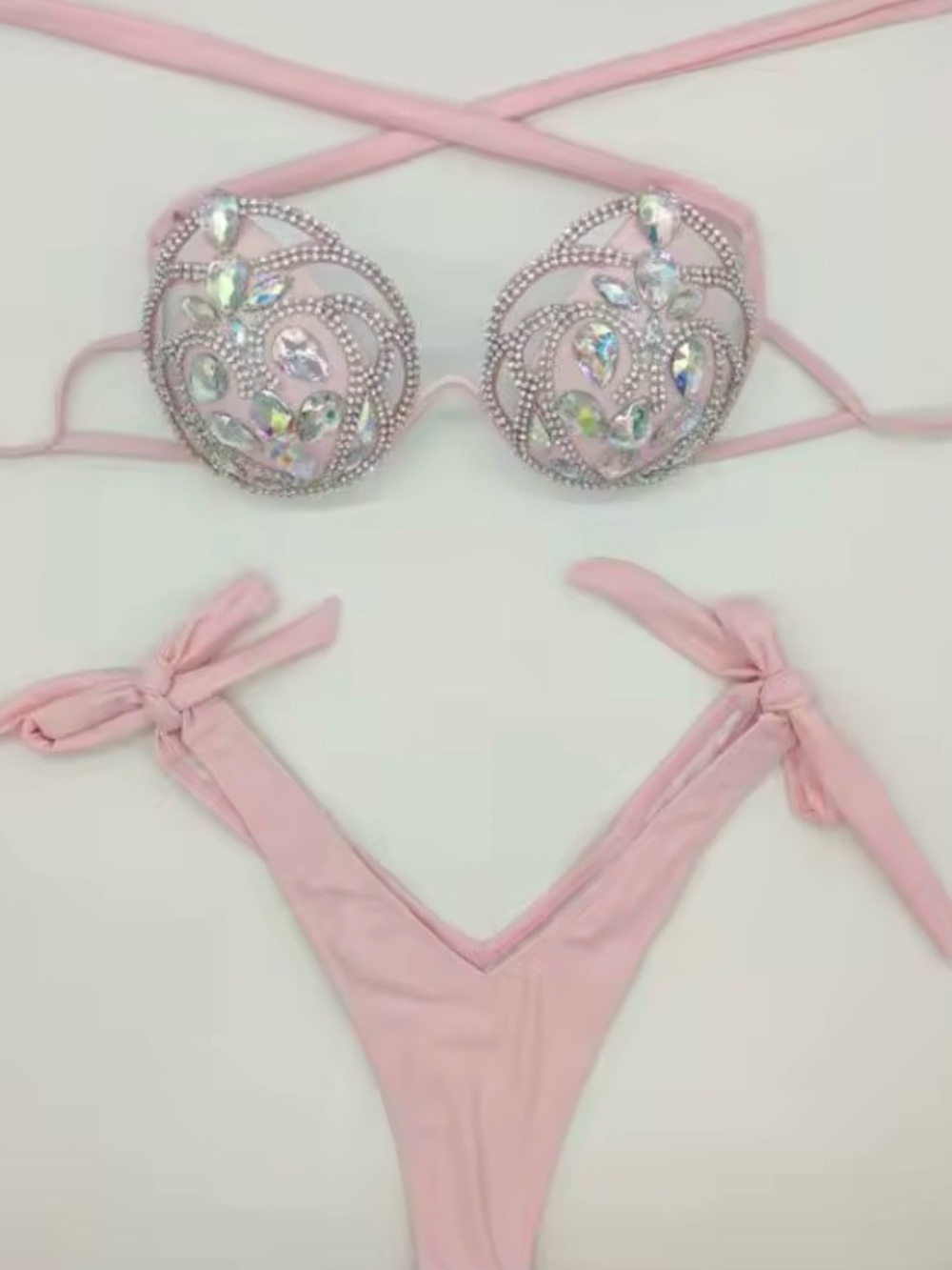 Pink Embellished Women’s Bikini Set - Designer Style
